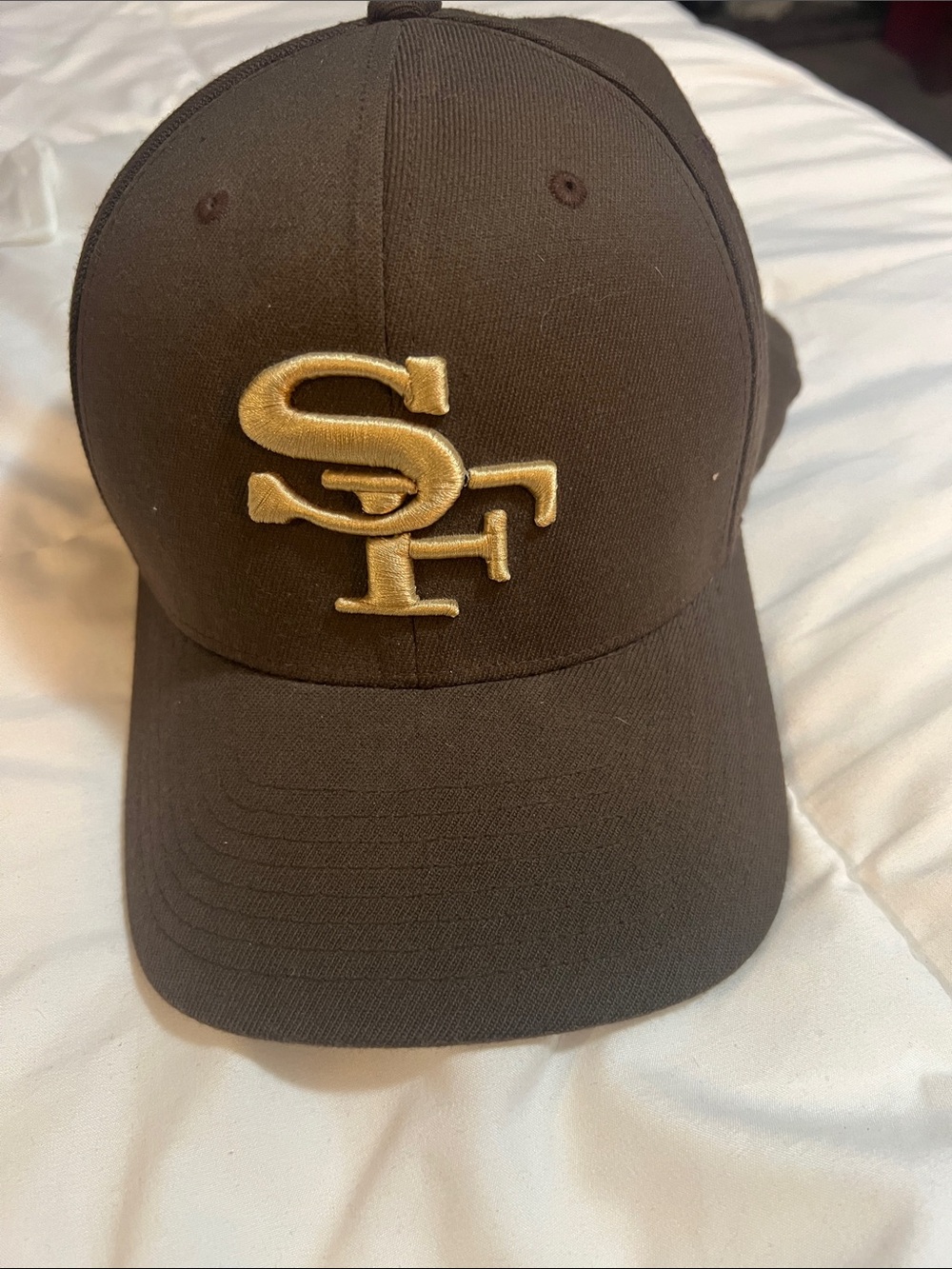 San Francisco 49ers Brown Baseball Cap with SF Embroidery - Men Accessories